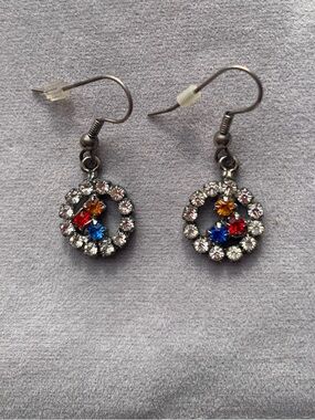 Pittsburgh Steelers Rhinestone Dangle Earrings Black Gold Football Fan Jewelry